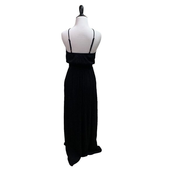 Rewind Women's S Small Maxi Sun Dress Crinkle Fabric Adjustable Straps Black - Picture 7 of 9